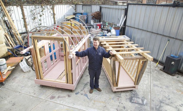 Artist builds homeless shelters out of trash